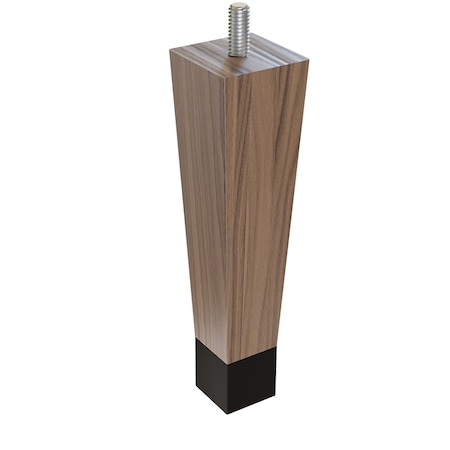6 Square Tapered Leg With Bolt And 1 Flat Black Ferrule - Walnut With Semi-Gloss Clear Coat Finish